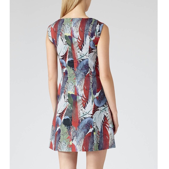 Reiss Ottoline Printed Overlay Dress Size 2 - Picture 6 of 10
